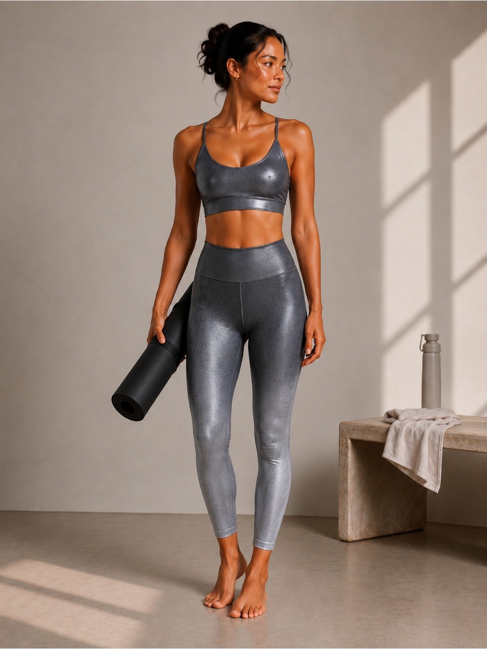 lululemon athletica Ombré Gray Metallic High-Waist Leggings